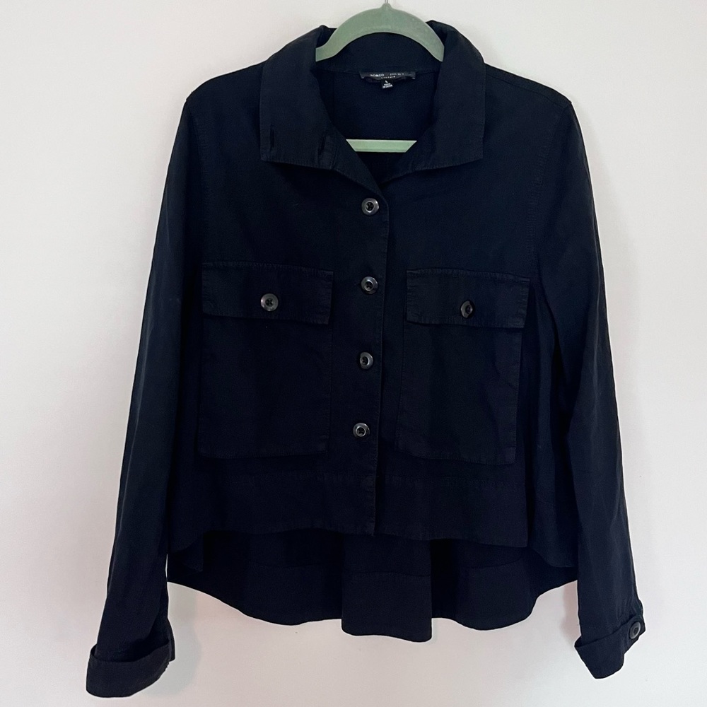 Romeo & Juliet Couture Black Army Cotton Tencel Woven Hi-low Utility Jacket